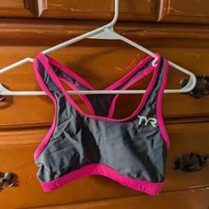 TYR Women's Charcoal and Fuchsia Sports Bra